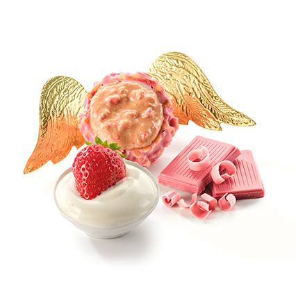 ErdbeerMit Erdbeer-Joghurt-Kern umhüllt von fruchtiger Ruby-Rubina Schokolade und Erdbeer-Crunch