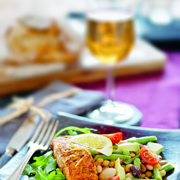 Lachs mit Bohnensalat