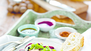 Chili Goat Cheese on a Bed of Salad