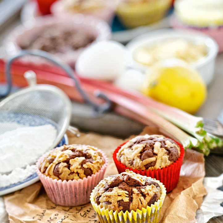 Schokolade Rhabarber Muffins