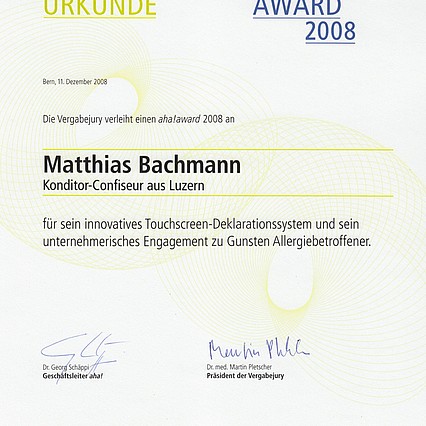 Aha Award Certificate
