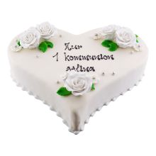 Kommunion Torte Herz weiss