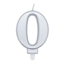 Number Candles Silver 0