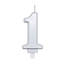 Silver number candle 1