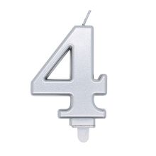Silver Number Candle 4