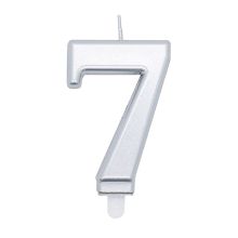 Silver Number Candle 7