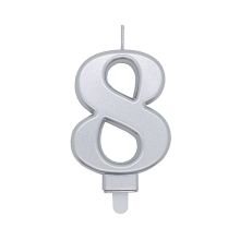 Silver Number Candle 8
