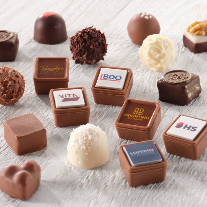 Logo-Praliné Siebdruck offen