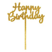 Caketopper Happy Birthday gold