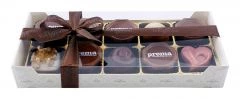 10er Pralinés mit Logo in Azetatbox