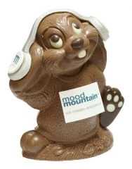 Gino with headphones and logo