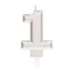 Silver number candle 1