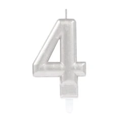 Silver Number Candle 4