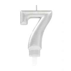 Silver Number Candle 7