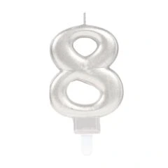 Silver Number Candle 8